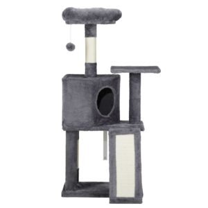 47 inch Cat Tree Cat Tower for Indoor Cats, Cat House with Padded Platform Bed, Toy Ball, Large Cozy Condo, Scratch Board and Sisal Scratching Posts, Dark Grey - Image 1