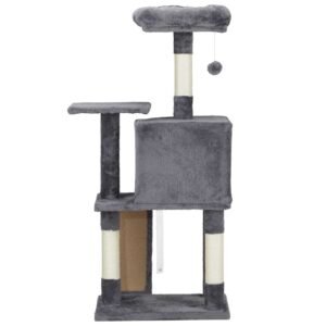47 inch Cat Tree Cat Tower for Indoor Cats, Cat House with Padded Platform Bed, Toy Ball, Large Cozy Condo, Scratch Board and Sisal Scratching Posts, Dark Grey - Image 3