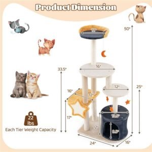 50” H Cat tree with sisal grab post and board - Image 4