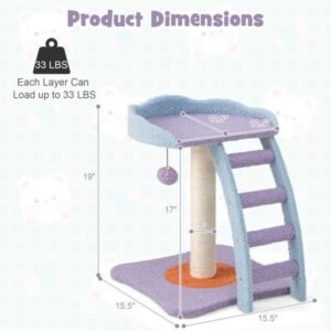 2 storey cat tree, cat climbing frame, plush cat tower with ladder shape - Image 3