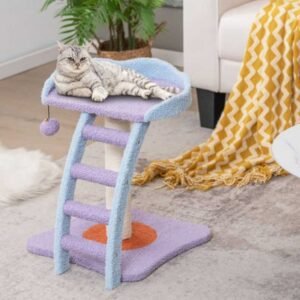2 storey cat tree, cat climbing frame, plush cat tower with ladder shape - Image 4